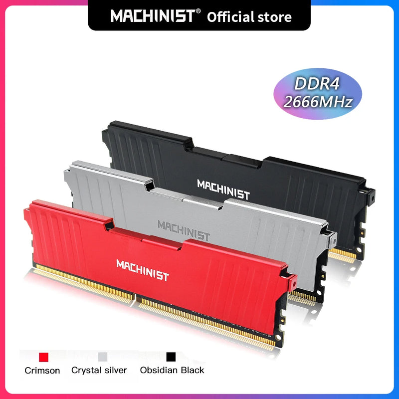 MACHINIST Memória DDR4 8GB / 16GB – 2133MHz / 2666MHz / 3200MHz com Dissipador de Calor | RAM DIMM para Desktop Compatível com Todas as Placas-Mãe