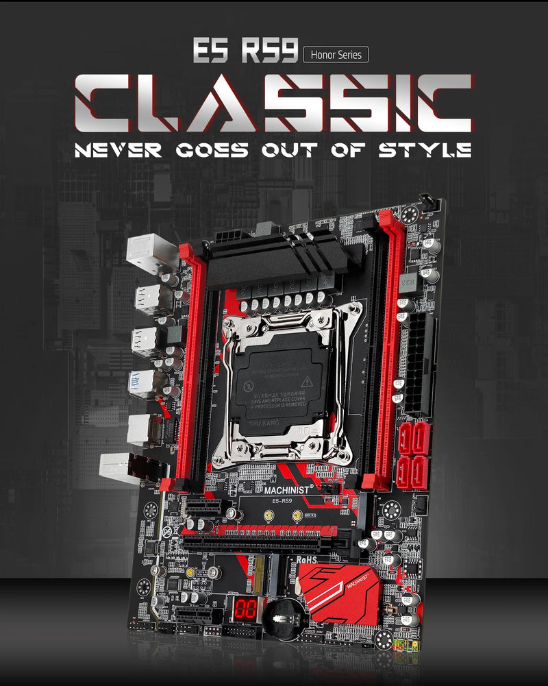 Placa-Mãe MACHINIST RS9 X99 – Suporte Xeon E5 V3/V4, LGA 2011-3, DDR4 Quad Channel, M.2 NVMe, PCI-E e SATA