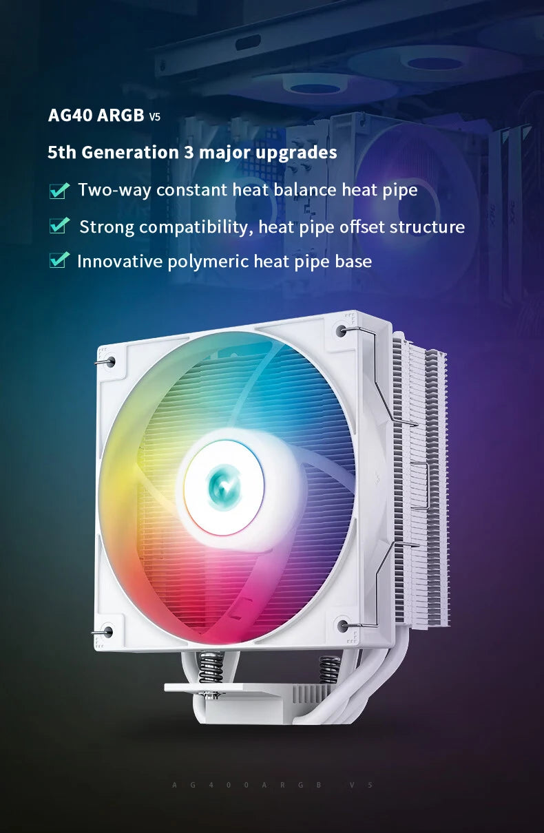 Cooler DEEPCOOL AG400 ARGB – Air Cooler com 4 Heat Pipes, PWM Silencioso, TDP 220W, Compatível com Intel LGA 1700/1200/115X e AMD AM4/AM5