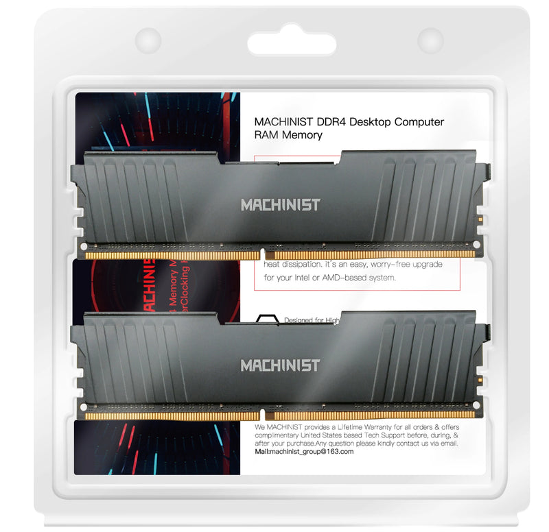 MACHINIST Memória DDR4 8GB / 16GB – 2133MHz / 2666MHz / 3200MHz com Dissipador de Calor | RAM DIMM para Desktop Compatível com Todas as Placas-Mãe