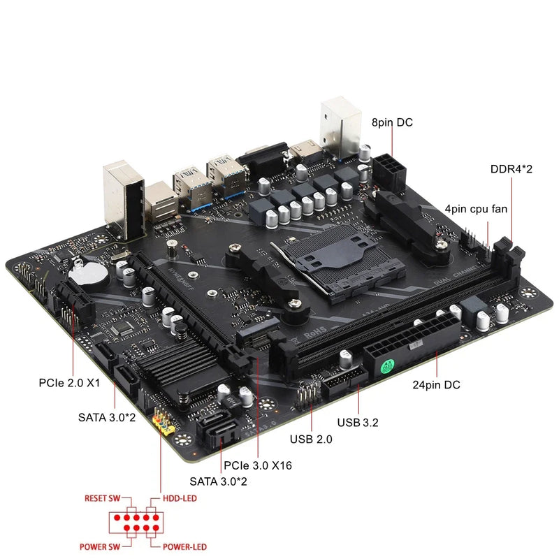 Kit Kllisre A320 – Placa-Mãe A320M + CPU AMD Ryzen 5 2600 + 16GB DDR4 3200MHz