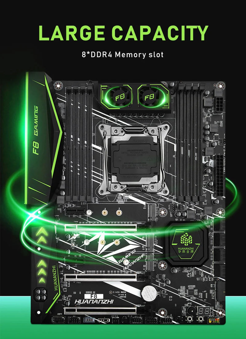 Placa-Mãe HUANANZHI X99 F8 LGA 2011-3 – Suporte para Xeon E5 v3/v4, DDR4 ECC/Non-ECC, NVMe e SATA