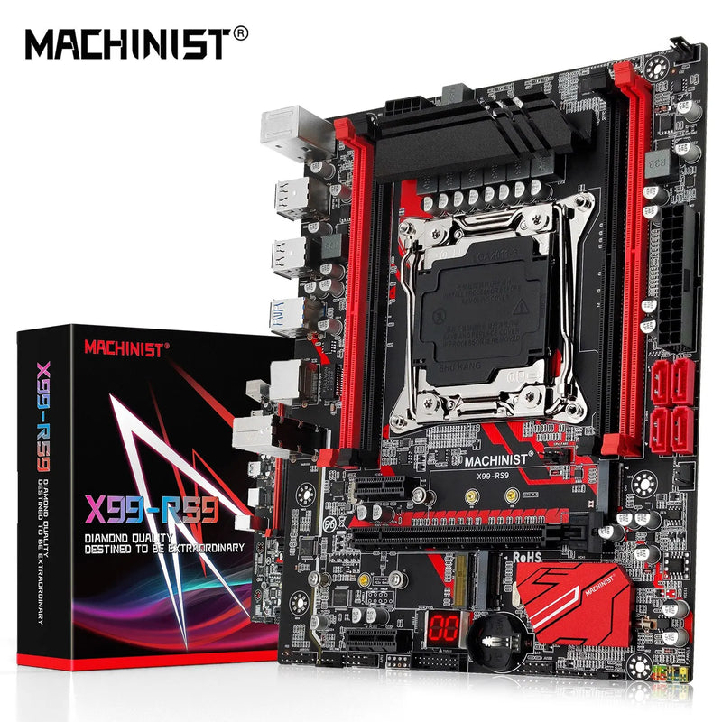 Placa-Mãe MACHINIST RS9 X99 – Suporte Xeon E5 V3/V4, LGA 2011-3, DDR4 Quad Channel, M.2 NVMe, PCI-E e SATA