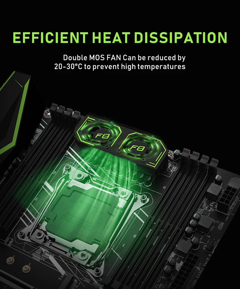 Placa-Mãe HUANANZHI X99 F8 LGA 2011-3 – Suporte para Xeon E5 v3/v4, DDR4 ECC/Non-ECC, NVMe e SATA