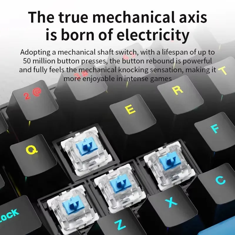 Teclado Mecânico K68 com Fio – 10 Tipos de Iluminação Colorida, Para Gaming e Escritório, Compatível com Windows e iOS