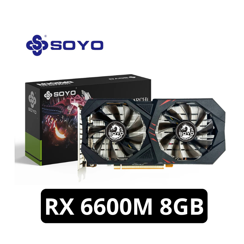 Placa Gráfica SOYO AMD Radeon RX 6600M 8GB GDDR6 – PCIe 4.0 x8, 128-Bit, 8-Pin, GPU para Gaming e PC Desktop